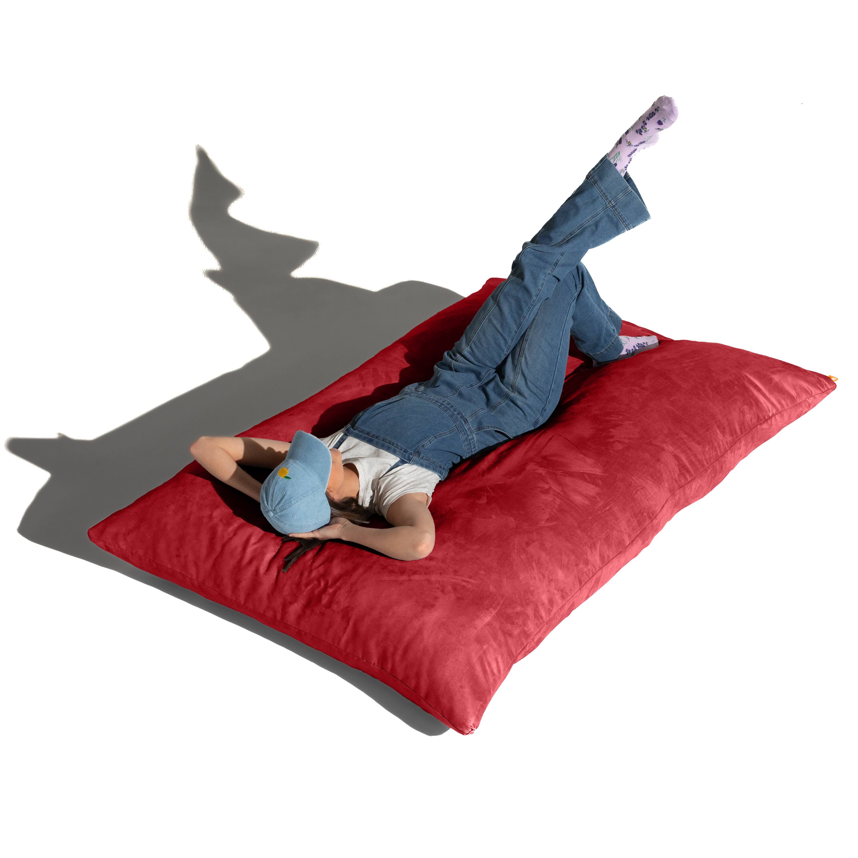 Angle. Jaxx - Jaxx Pillow Saxx 5.5-Foot - Huge Bean Bag Floor Pillow and Lounger, Cinnabar - Cinnabar.