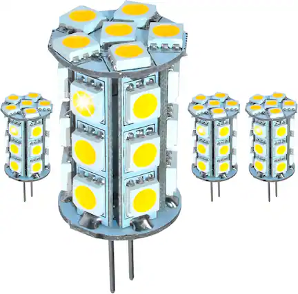 Front. HQRP - HQRP 4-Pack G4 Bi-Pin LED Bulbs 24xSMD5050 Warm White 12V AC/DC for RV Interior/Ceiling/Porch (875/877).