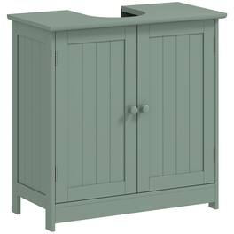 Under Sink Bathroom Cabinet, Pedestal Sink Storage Cabinet with 2 Doors, Shelf and U-Shape