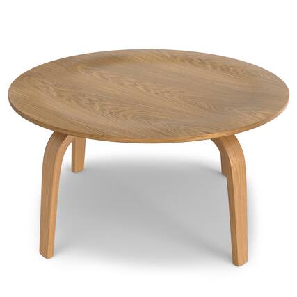 Front. Simpli Home - Payton 34 inch Wide Round Contemporary Coffee Table in Natural - Natural.