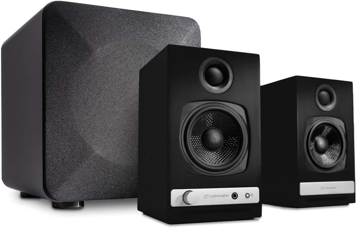 Audioengine - HD3 Next Gen Home Music System & S6 Grey Powered Subwoofer - Black
