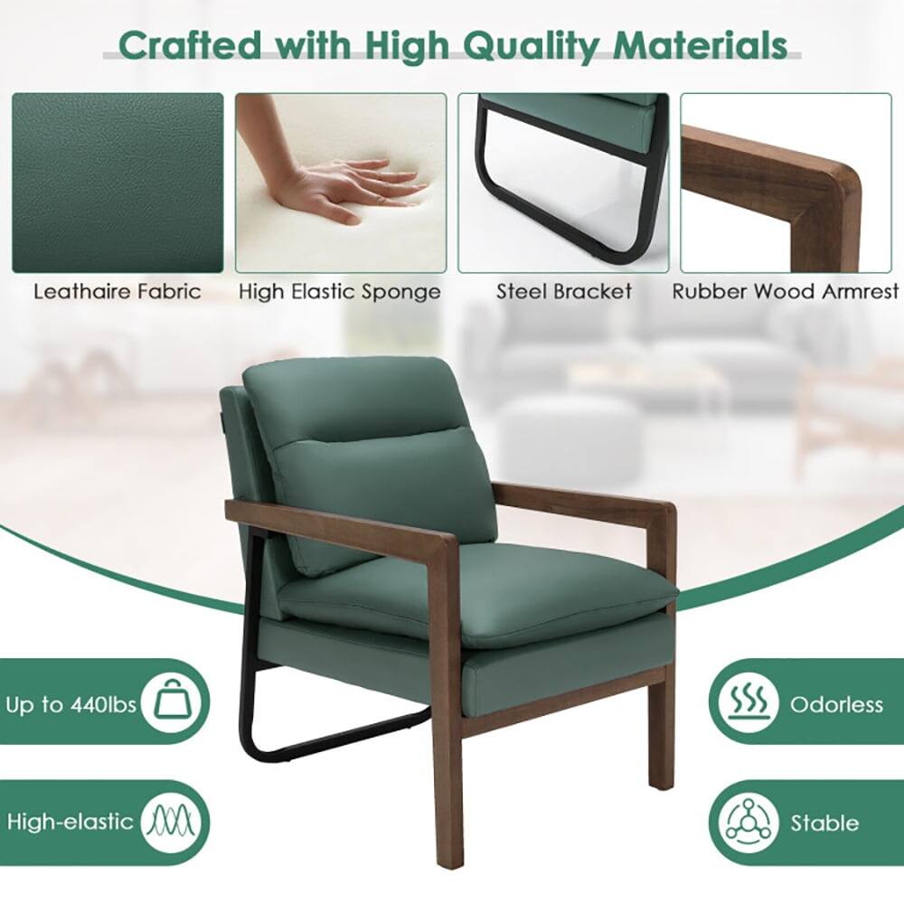 Crafted with High Quality Materials

- Leathaire Fabric
- High Elastic Sponge
- Steel Bracket
- Rubber Wood Armrest

Up to 440lbs

- Odorless
- High-elastic
- Stable