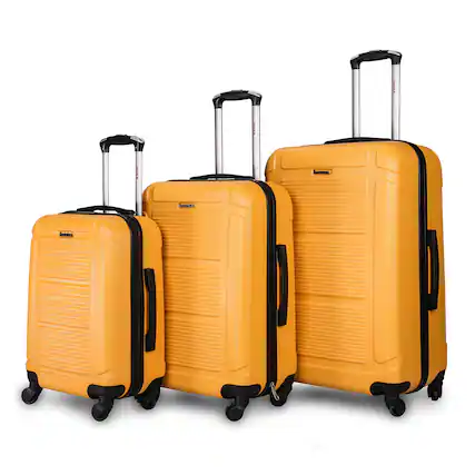 Front. InUSA - Pilot lightweight hardside spinner 3 Piece Luggage Set 20”/24"/28" - MUSTARD.