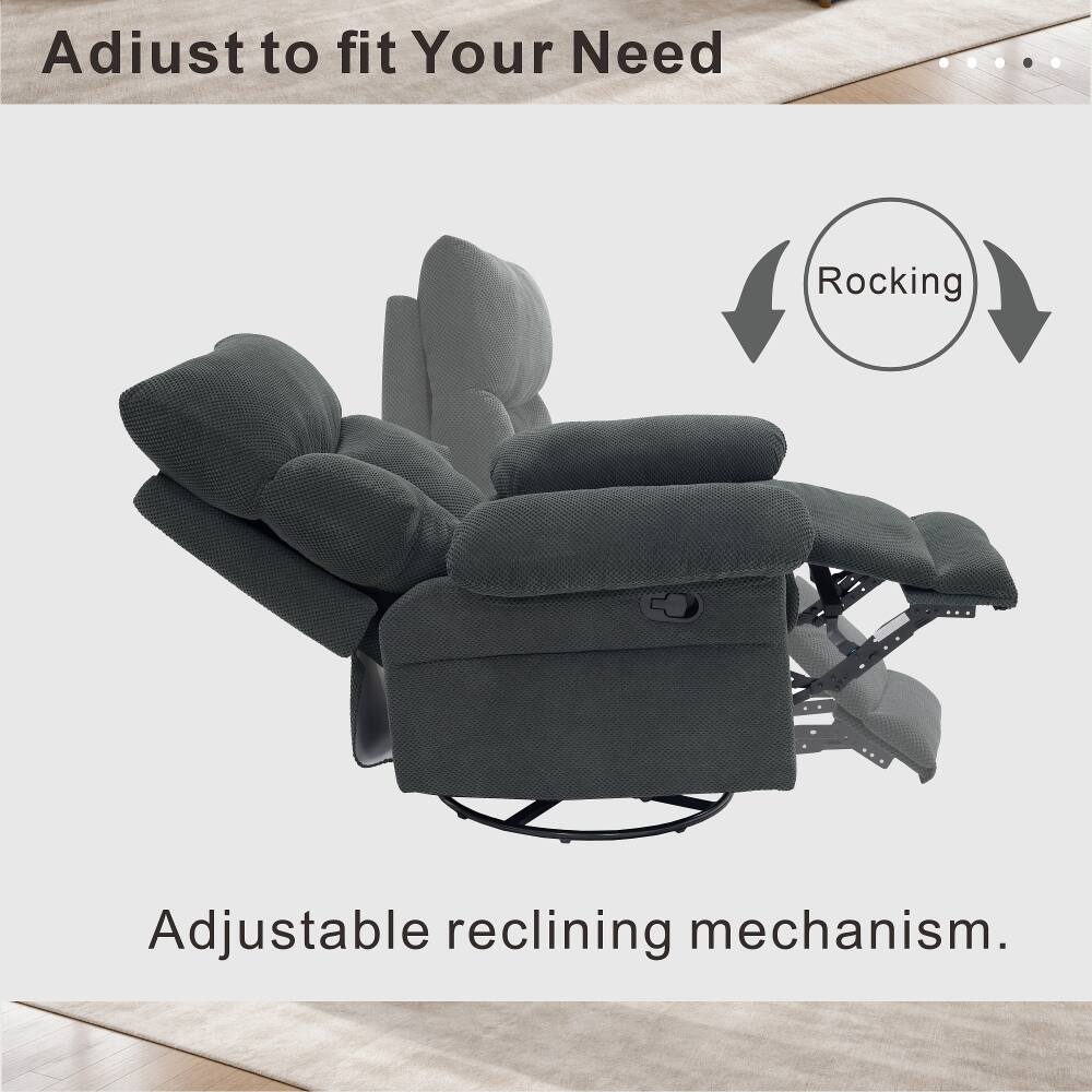 Adjust to fit Your Need

Rocking

Adjustable reclining mechanism.