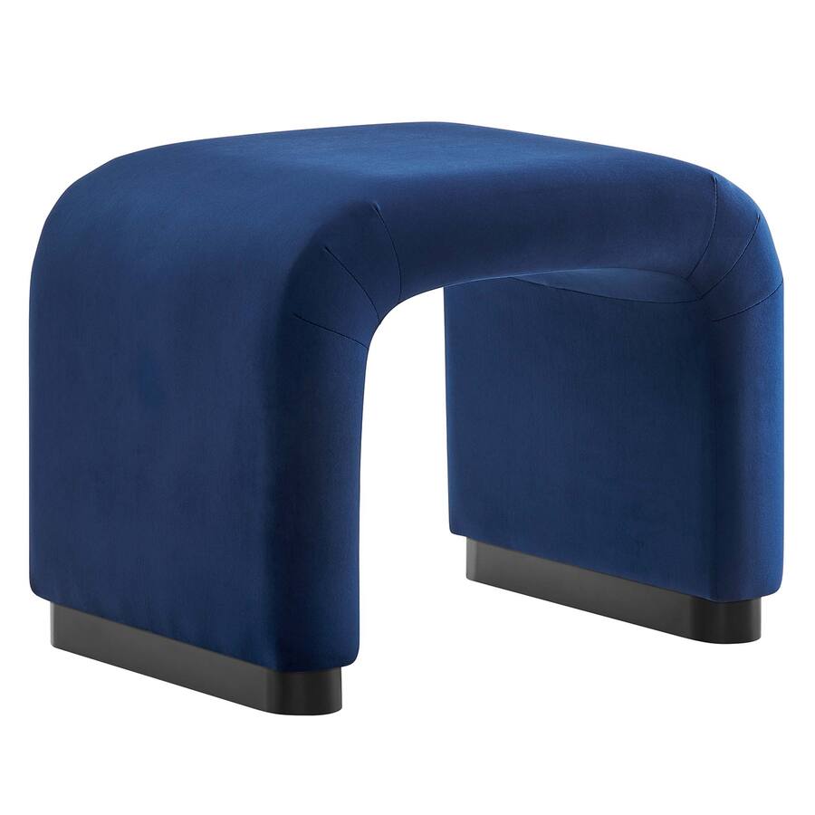 Koda Performance Velvet Waterfall Stool by Modway Black Midnight Blue ...