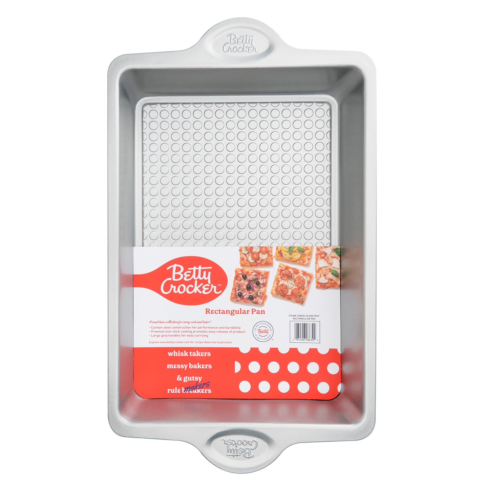 Betty Crocker - Carbon Steel 16.5 x 9.75 x 2 Inch Roaster Pan - Silver
