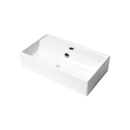 Alfi - 22" Rectangular Wall Mounted Ceramic Sink with Faucet Hole - White