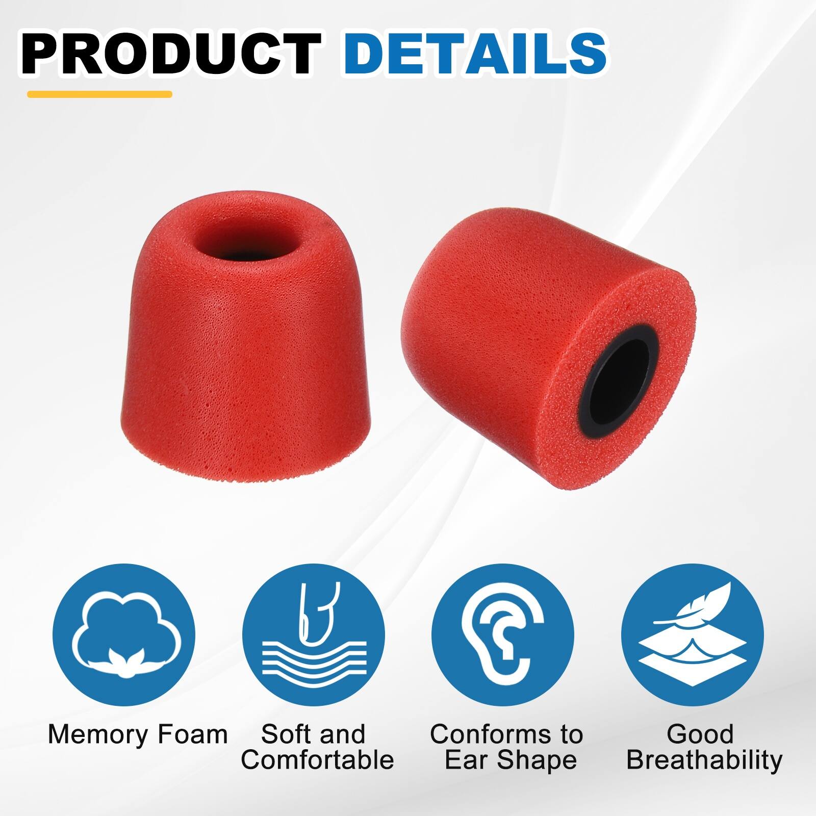 PRODUCT DETAILS

- Memory Foam
- Soft and Comfortable
- Conforms to Ear Shape
- Good Breathability