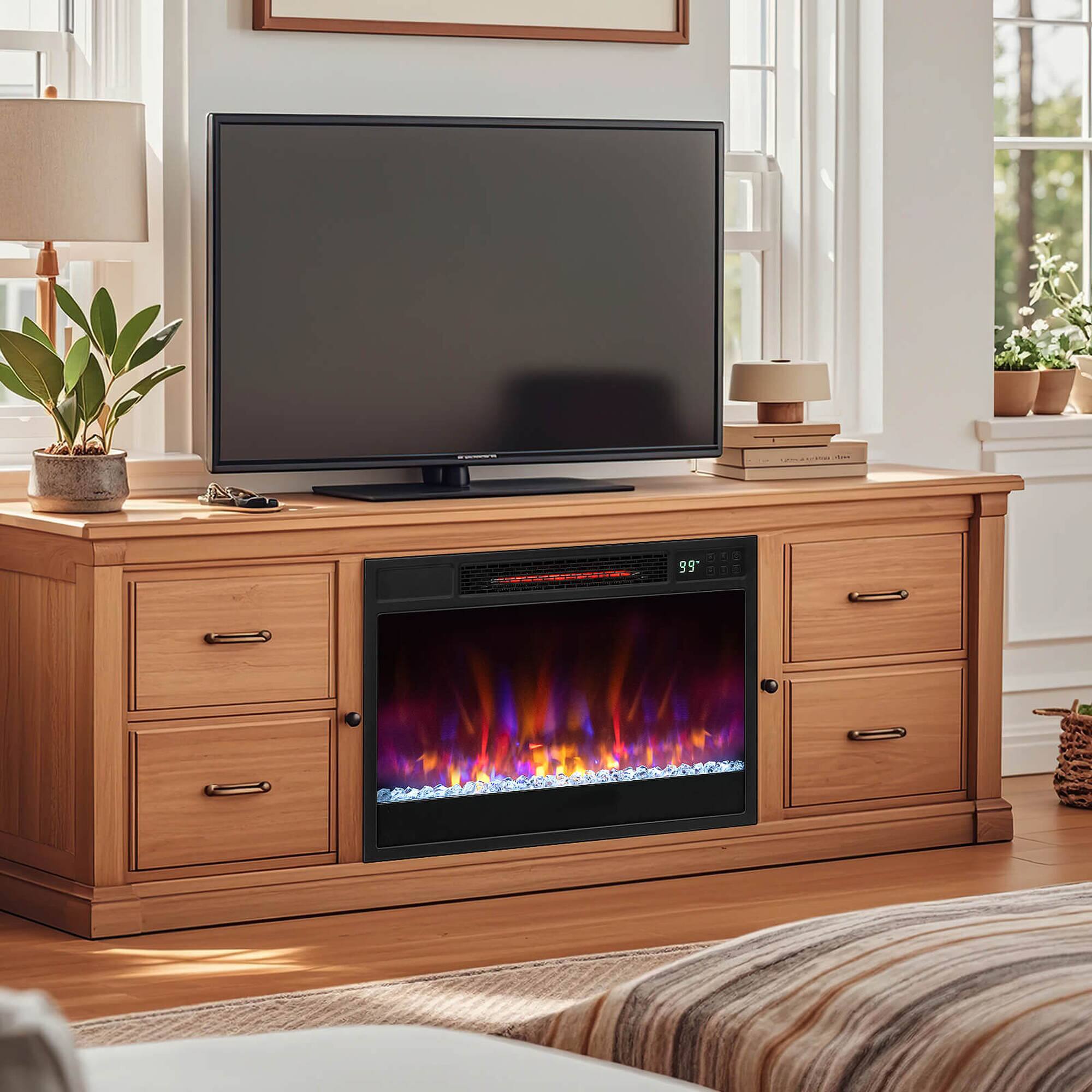 Alt View 1. Costway - Costway 23-inch Infrared Quartz Electric Fireplace Insert with Remote Control Black - Black.