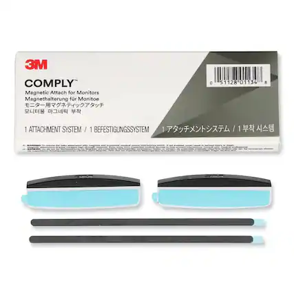 3M COMPLY™
Magnetic Attach for Monitors
Magnetehalterung für Monitore
モニター用マグネットアタッチ
모니터용 마그네트 부착
1 ATTACHMENT SYSTEM / 1 BEFESTIGUNGSSYSTEM / 1 애태칭 시스템 / 1 부착 시스템
WARNING: To reduce the risk associated with magnets and implanted medical device interference which, if not avoided, could result in serious injury or death.
AVERTISSEMENT: Limitez l'exposition aux aimants et aux dispositifs médicaux implantés pour éviter les risques d'interférence pouvant entraîner des blessures graves ou la mort.
ADVERTENCIA: Reduzca la exposición a los imanes y dispositivos médicos implantados para evitar la interferencia que puede causar lesiones graves o la muerte.
ADVERTENCIA: Reduzca la exposición a los imanes y dispositivos médicos implantados para evitar la interferencia que puede causar lesiones graves o la muerte.
ADVERTENCIA: Reduzca la exposición a los imanes y dispositivos médicos implantados