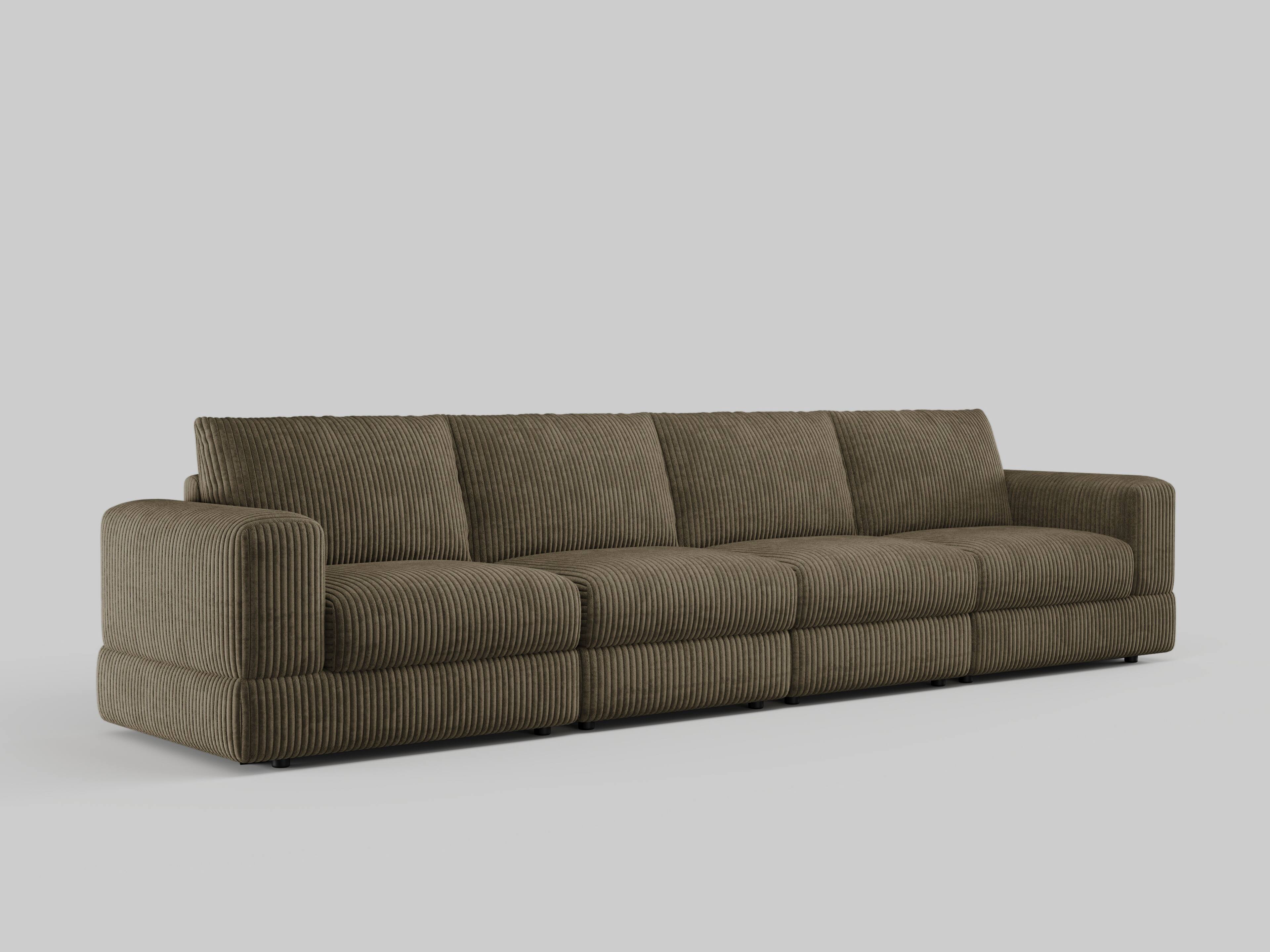 MSOOB - 137.8" Corduroy Sectionals Sofa, 4 Seater Modern Modular Oversized Upholstered Couch with Deep Seat for Living Room - Green