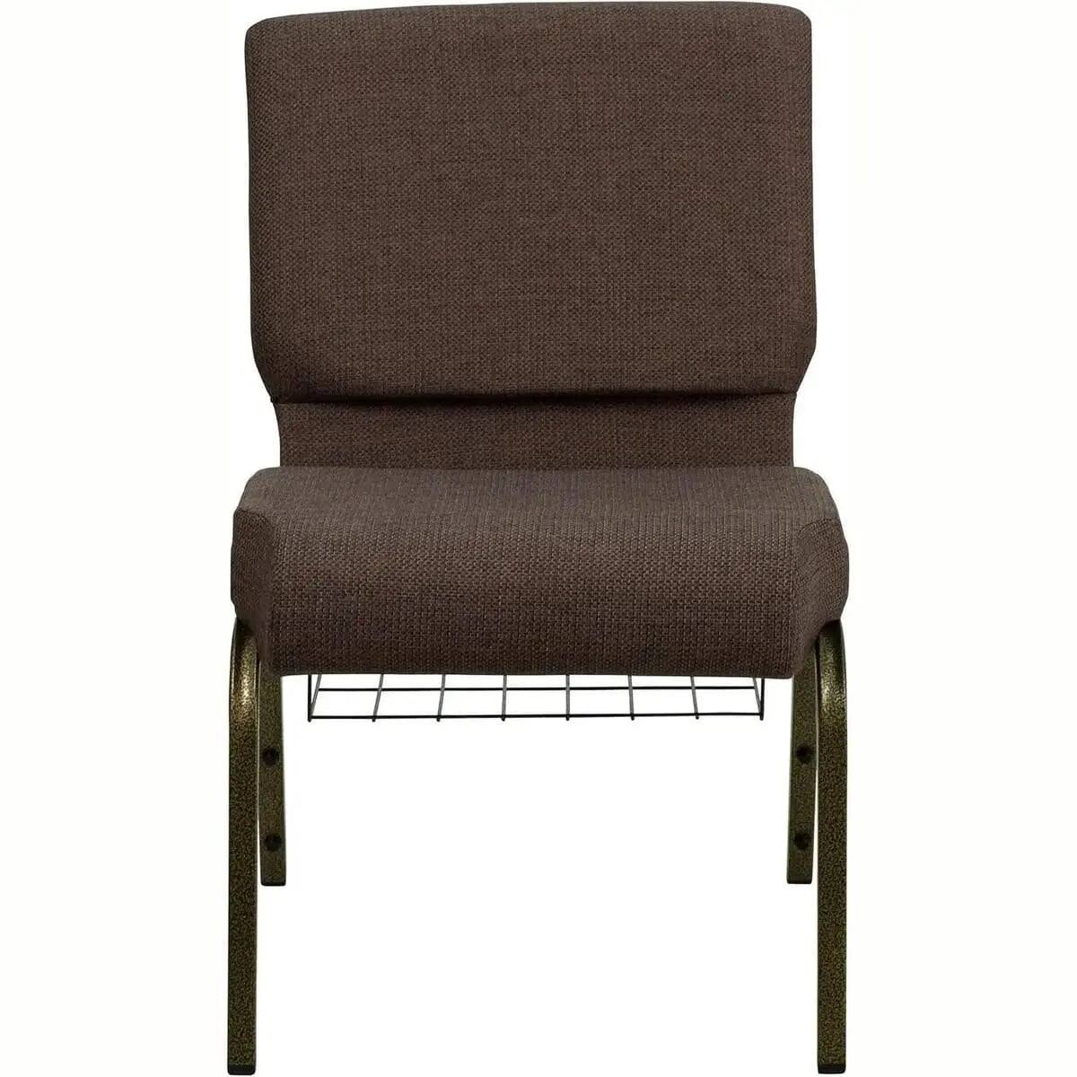 Alt View 3. Flash Furniture - HERCULES Series Church Chair with Cup Book Rack - Royal Purple Fabric/Gold Vein Frame.