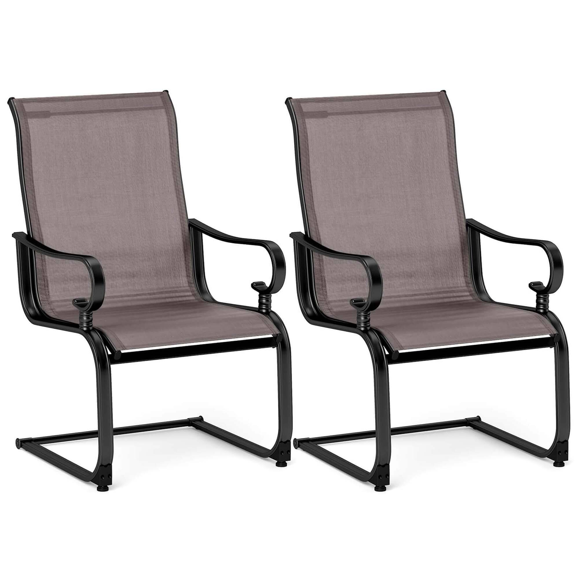 Alt View 8. Costway - Costway Set of 2 Patio Chairs C-Spring Motion Chairs with Quick-drying & Breathable Fabric Gray - Gray.