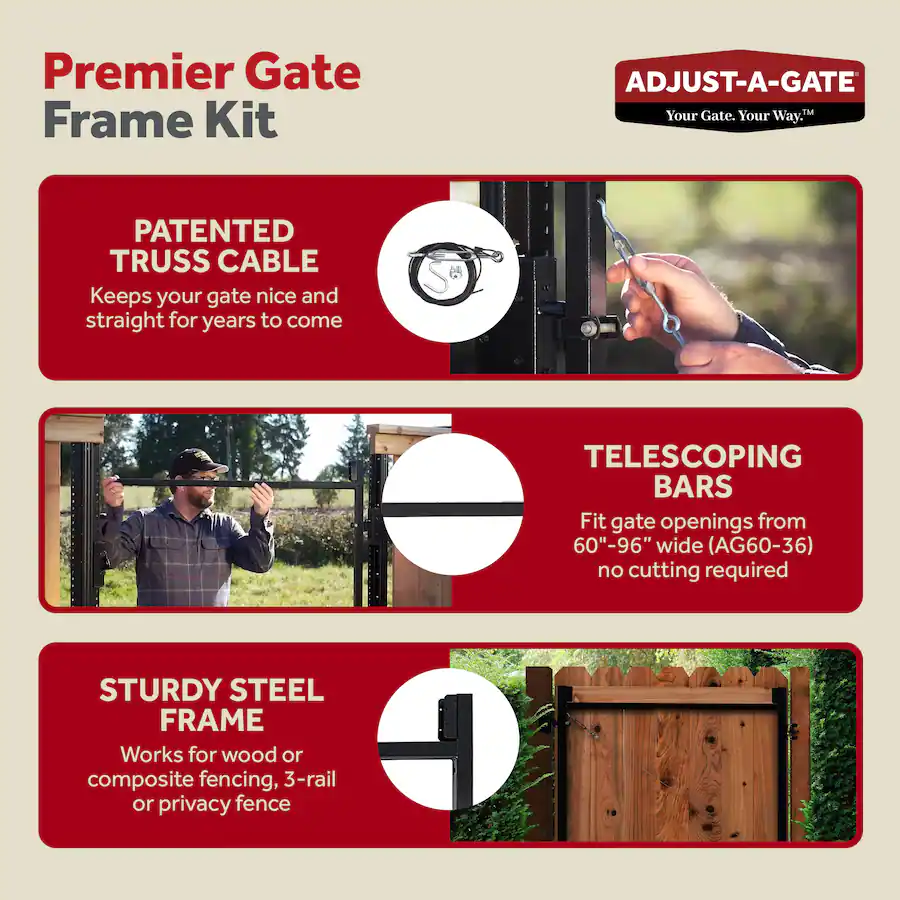 Extendable Gate With Rails Adjust A Gate Steel Frame Gate Building Kit, 60 96 In Wide Opening 3 4 ...