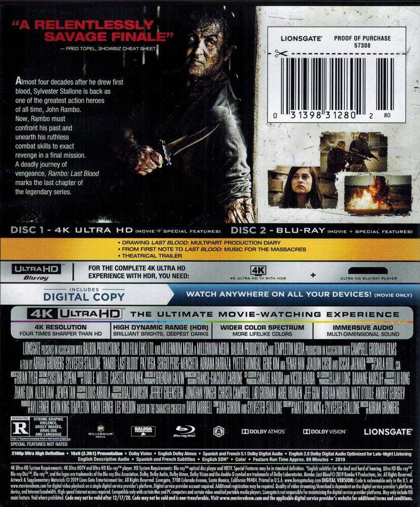 Alt View 1. Rambo: Last Blood   - 4K Blu-Ray.
