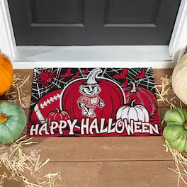 Evergreen Enterprises - Wisconsin Badgers 28" x 16" Happy Halloween Turf Door Mat - Multicolor