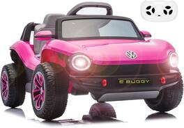 Electrodes Masters - Kids Electric Vehicle Licensed Volkswagen | 12V Ride-On Toy with Remote Control | LED Lights, MP3, and Bluetooth | for - Pink