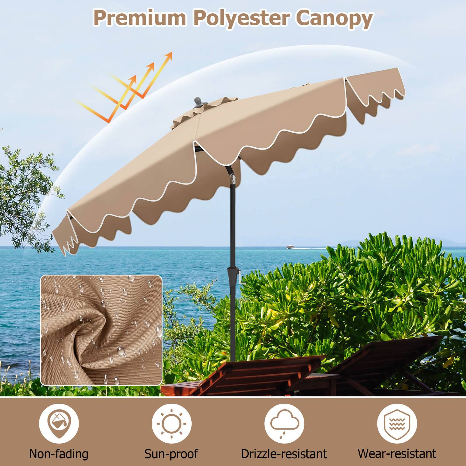 Premium Polyester Canopy is non-fading, sun-proof, drizzle-resistant, and wear-resistant.