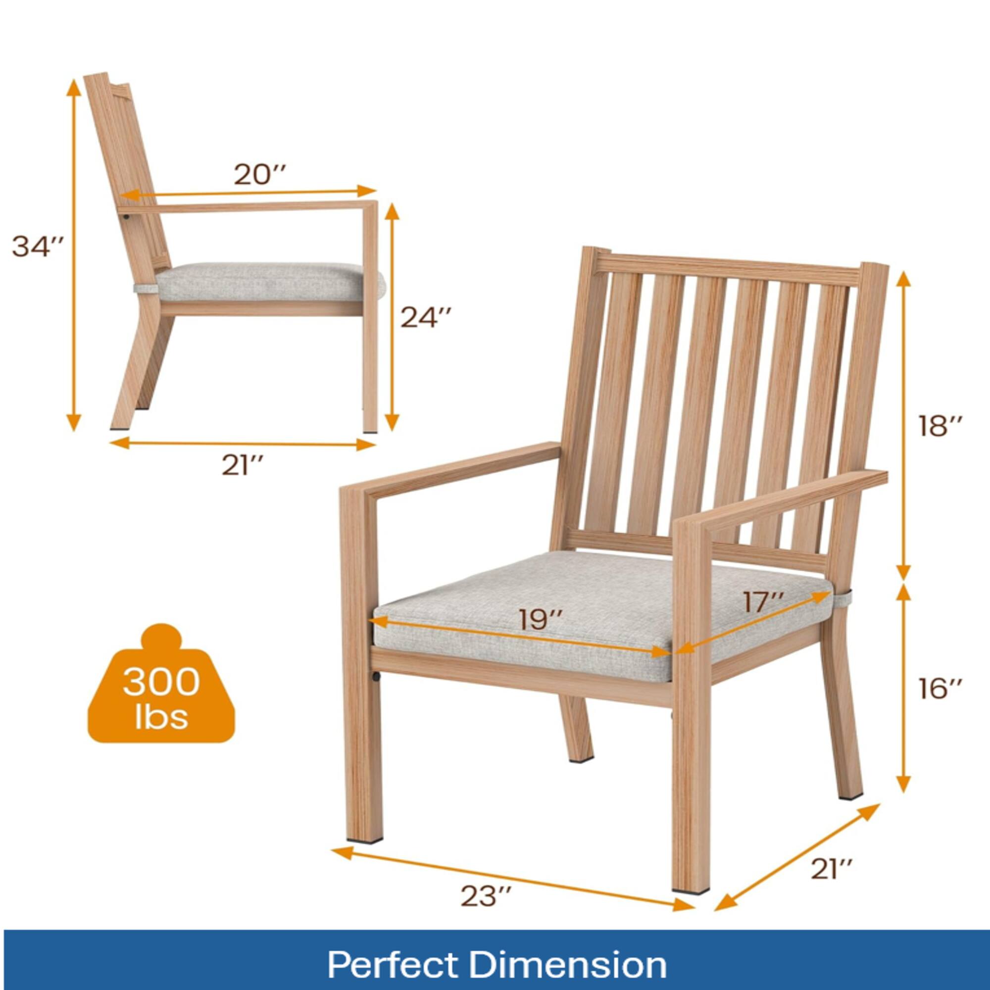 20" 34" 24" 21" 18" 19" 17" 300 lbs 16" 23" 21" Perfect Dimension