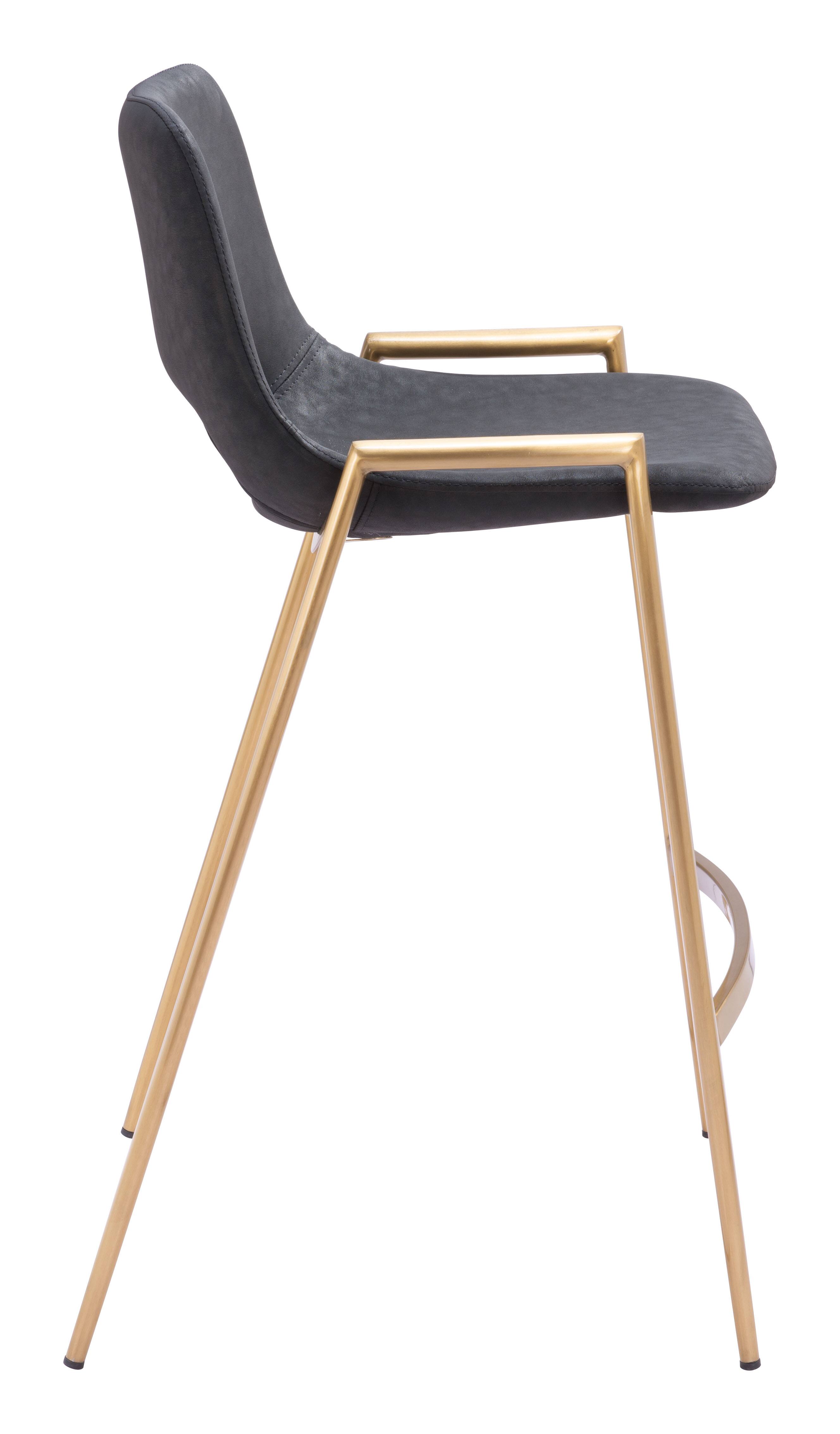 Back. Hivvago - Desi Counter Stool (Set of 2) Black & Gold - Black & Gold.