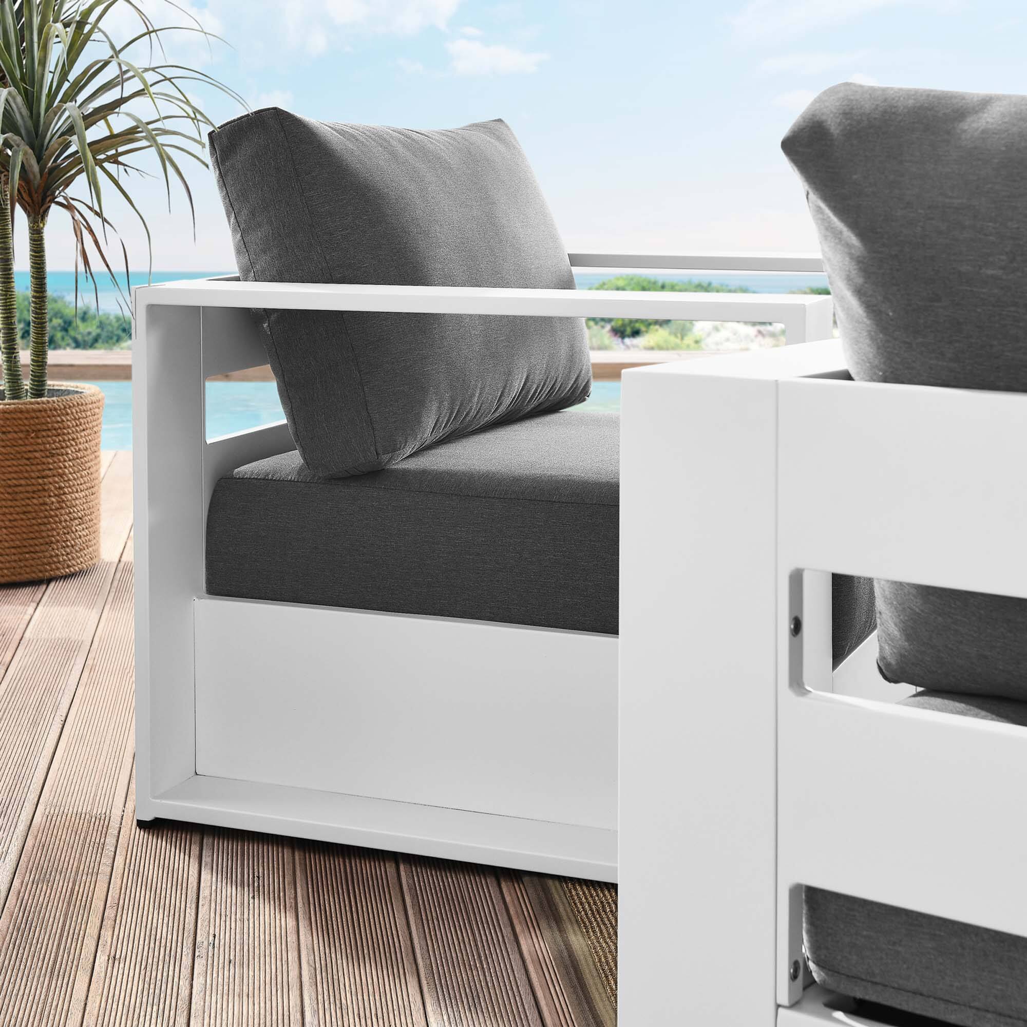 Alt View 1. Modway - Tahoe 2-Piece Outdoor Patio Powder-Coated Aluminum Armchair Set by Modway - White Charcoal.