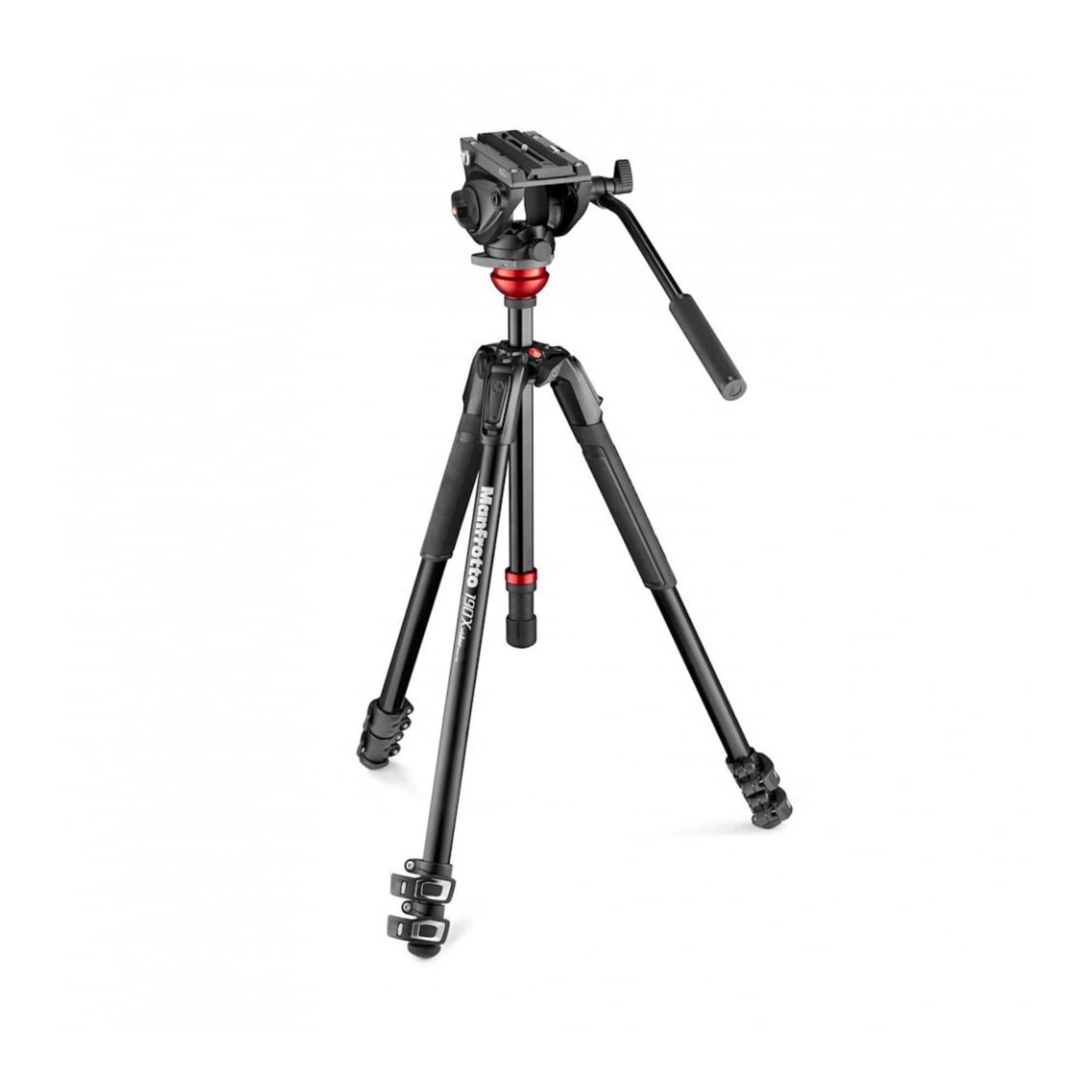 Manfrotto - 500 Fluid Video Head Flat Base with Lightweight 190X Aluminum Tripod
