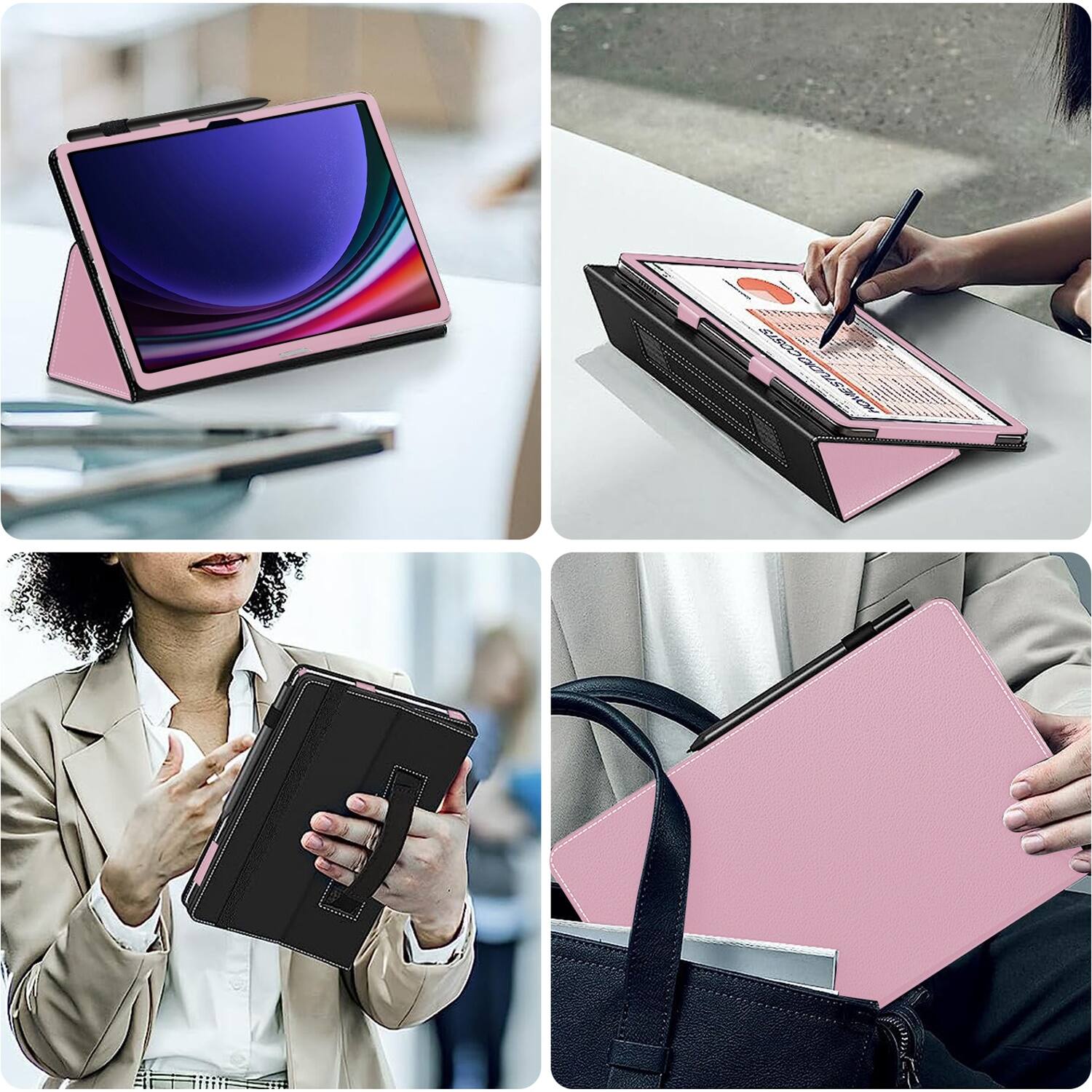 Alt View 16. SaharaCase - Venture Series Folio Case for Samsung Galaxy Tab S10 Lite (2025), Tab S10 FE, Tab S9 and Tab S9 FE - Rose Pink.