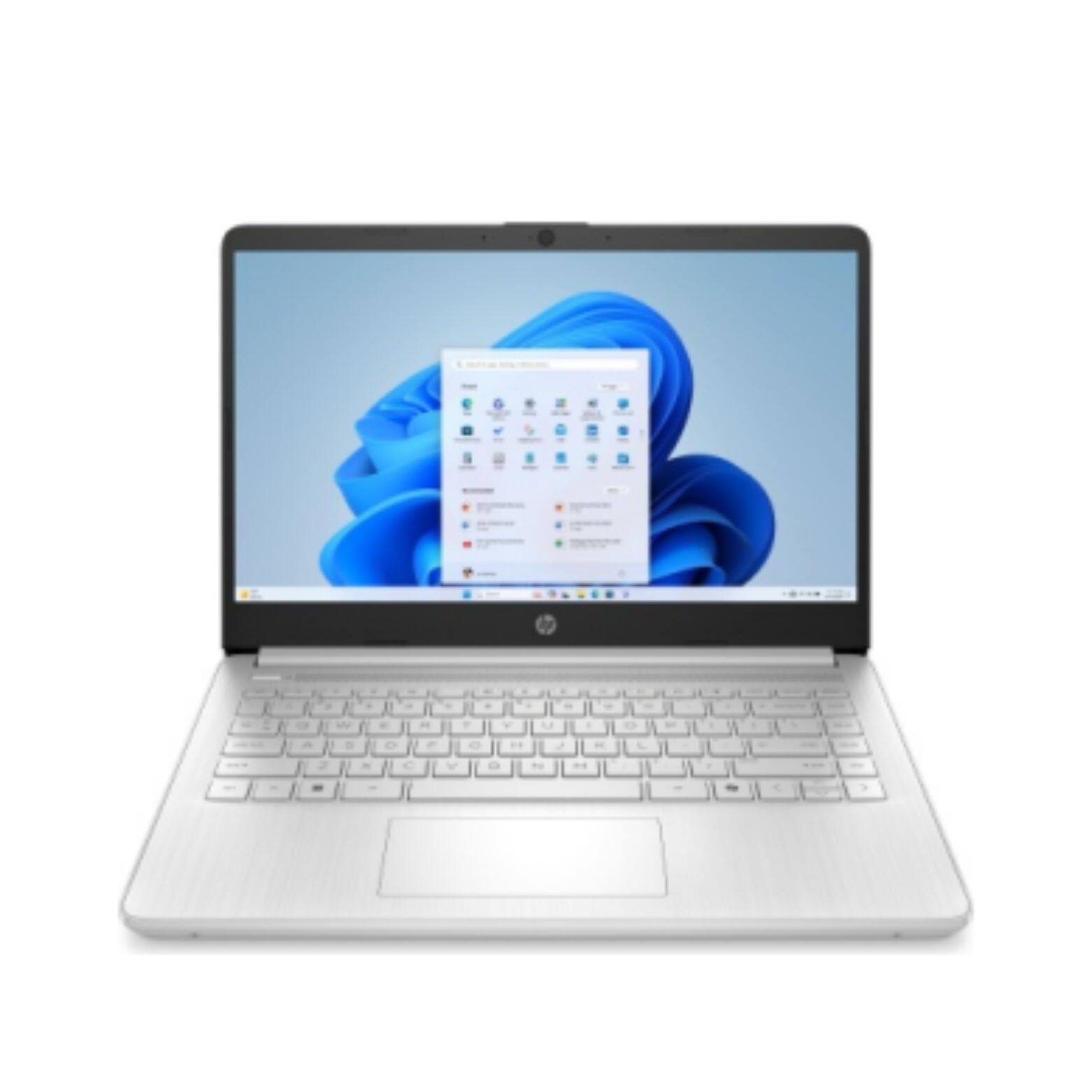 Front. HP - 14-dq6011dx 14" Intel N150 0.8 GHz up to 3.6 GHz 4GB DDR4 128GB UFS Intel Graphics Windows 11 Home Laptop - Silver.