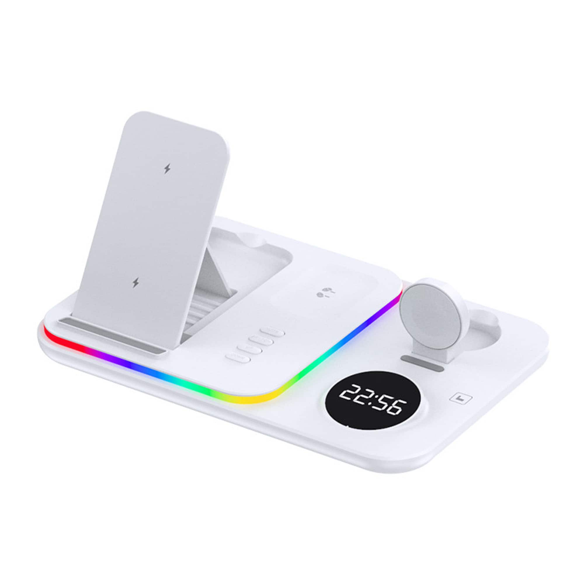 YONWAY - Foldable Wireless Charger with LED Light and Alarm Clock, Fast Charging Dock for iPhone, Watches, Airpods