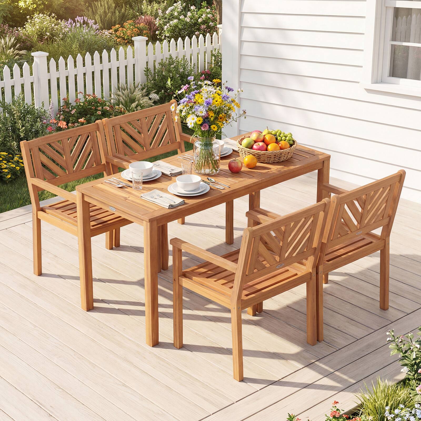 Alt View 4. Costway - Costway Patio Dining Chairs Set of 2,Outdoor Garden Seating Chairs with 400 lbs Capacity - Natural.