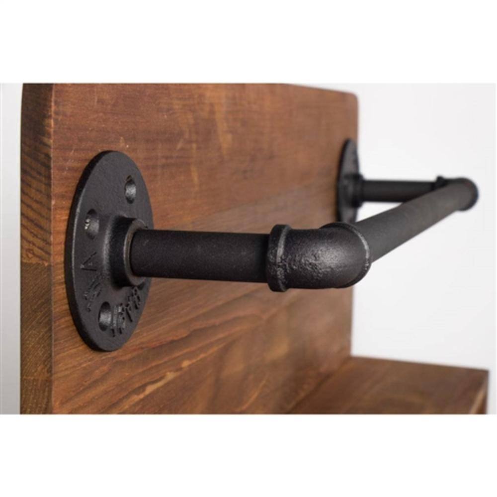 Left. Hivvago - 4 Bottle Rustic Farmhouse Wall Mounted Wine Rack with Glass Holder - Brown.