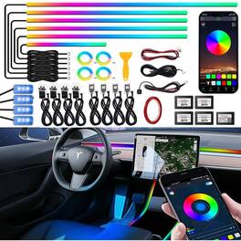 PARKER SLATER - Dreamcolor Car LED Strip Lights, 22-in-1 RGB Ambient Lighting Kit with APP & Music Sync, 600 LEDs 175 - Black