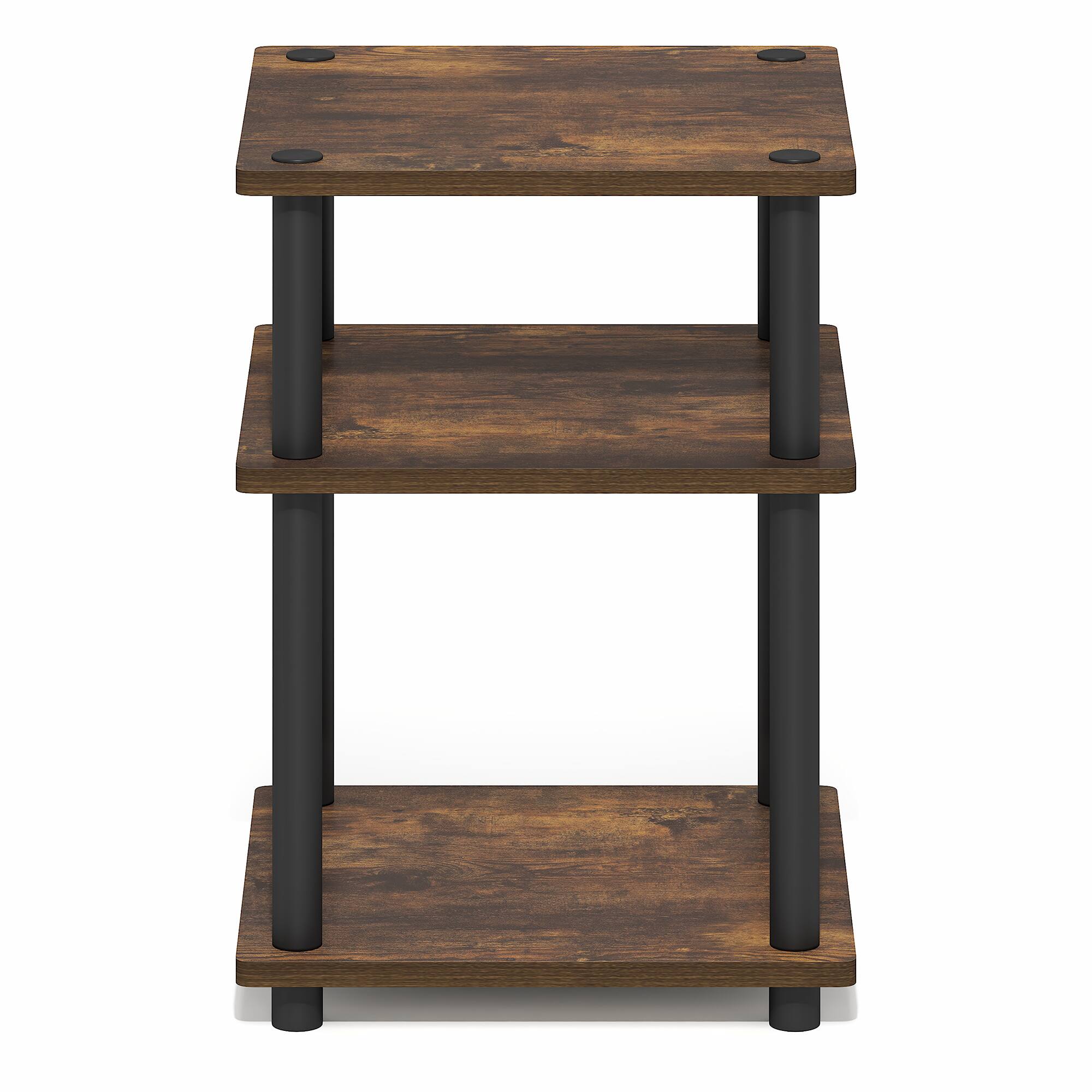 Alt View 6. Furinno - TURN-N-TUBE Side Table, Square End Table, Toolless Open Shelves Nightstand, Night Stand, Bedside Table, Easy Assembly - Amber Pine/Black.