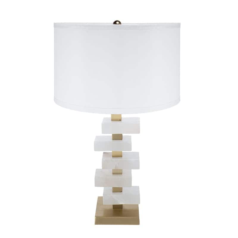 Luckbyte - D15x26.7" White Gold Alabaster Slab Table Lamp Lamp Shade Assembly Required