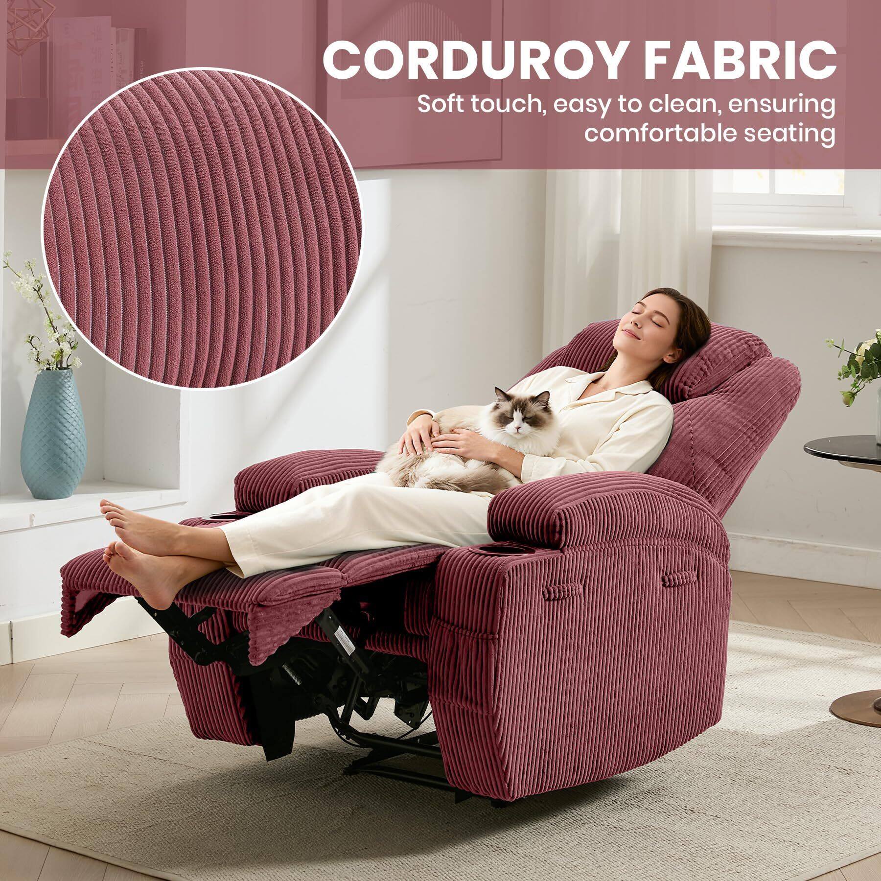 CORDUROY FABRIC  
Soft touch, easy to clean, ensuring comfortable seating