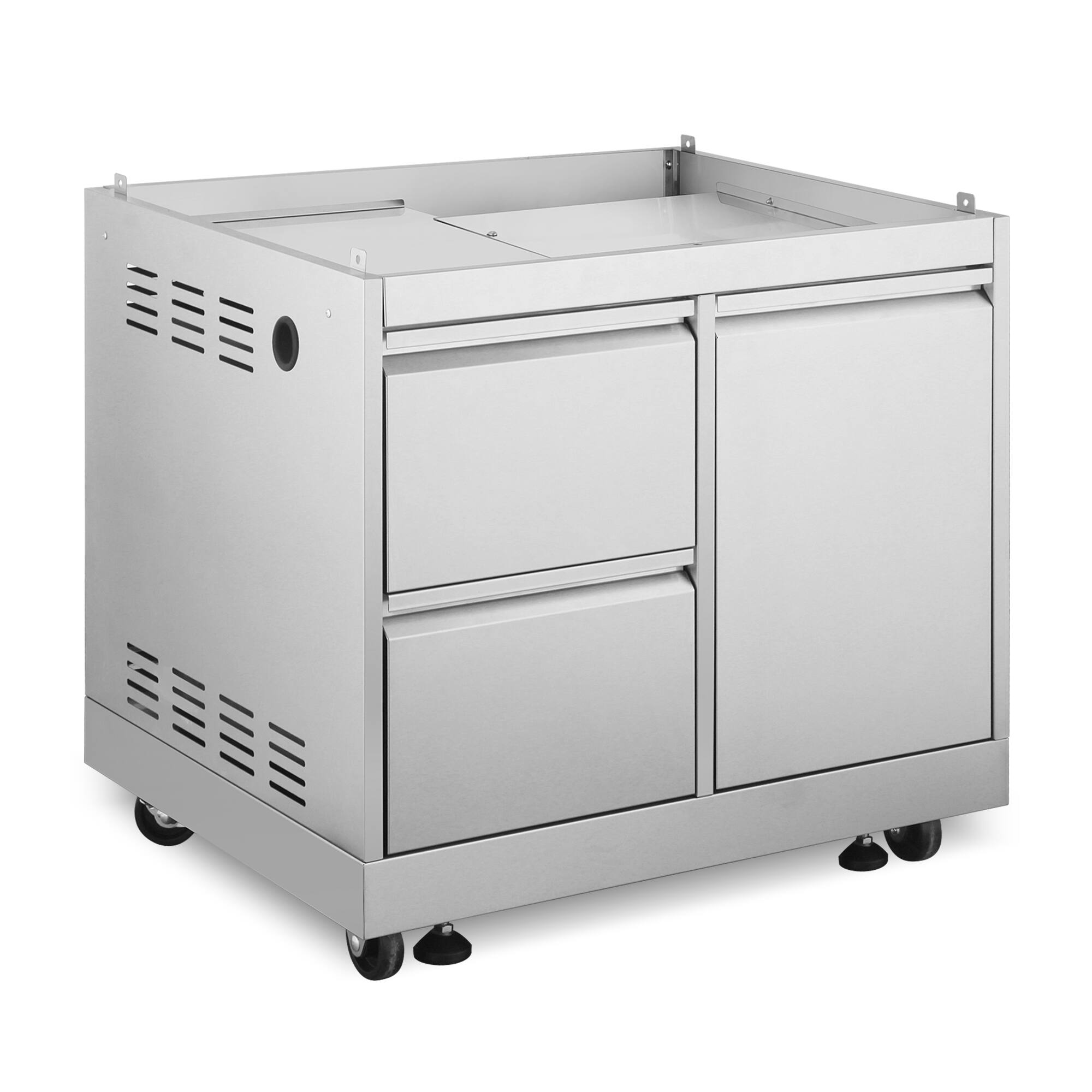 Alt View 5. COSMO - COS-GCN323SS 32 in. Newport Collection Grill Cabinet with Drawers, Tank Mount, Soft Roll Casters - Stainless Steel.