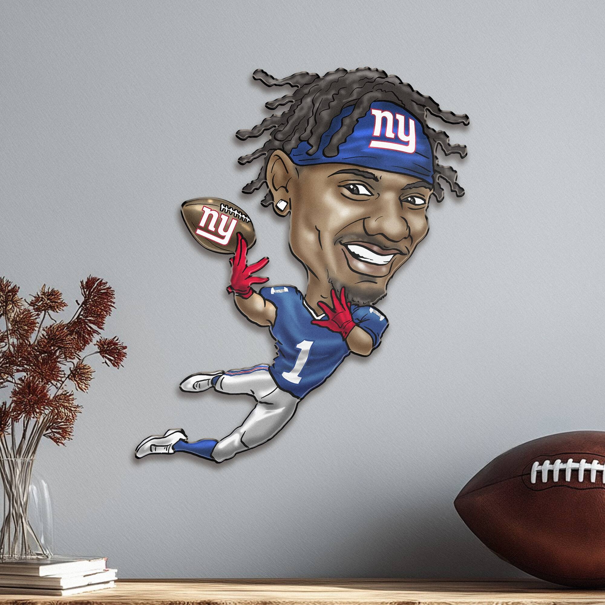 Alt View 1. Sporticulture - Malik Nabers New York Giants Metal Caricature Wall Art - Blue.