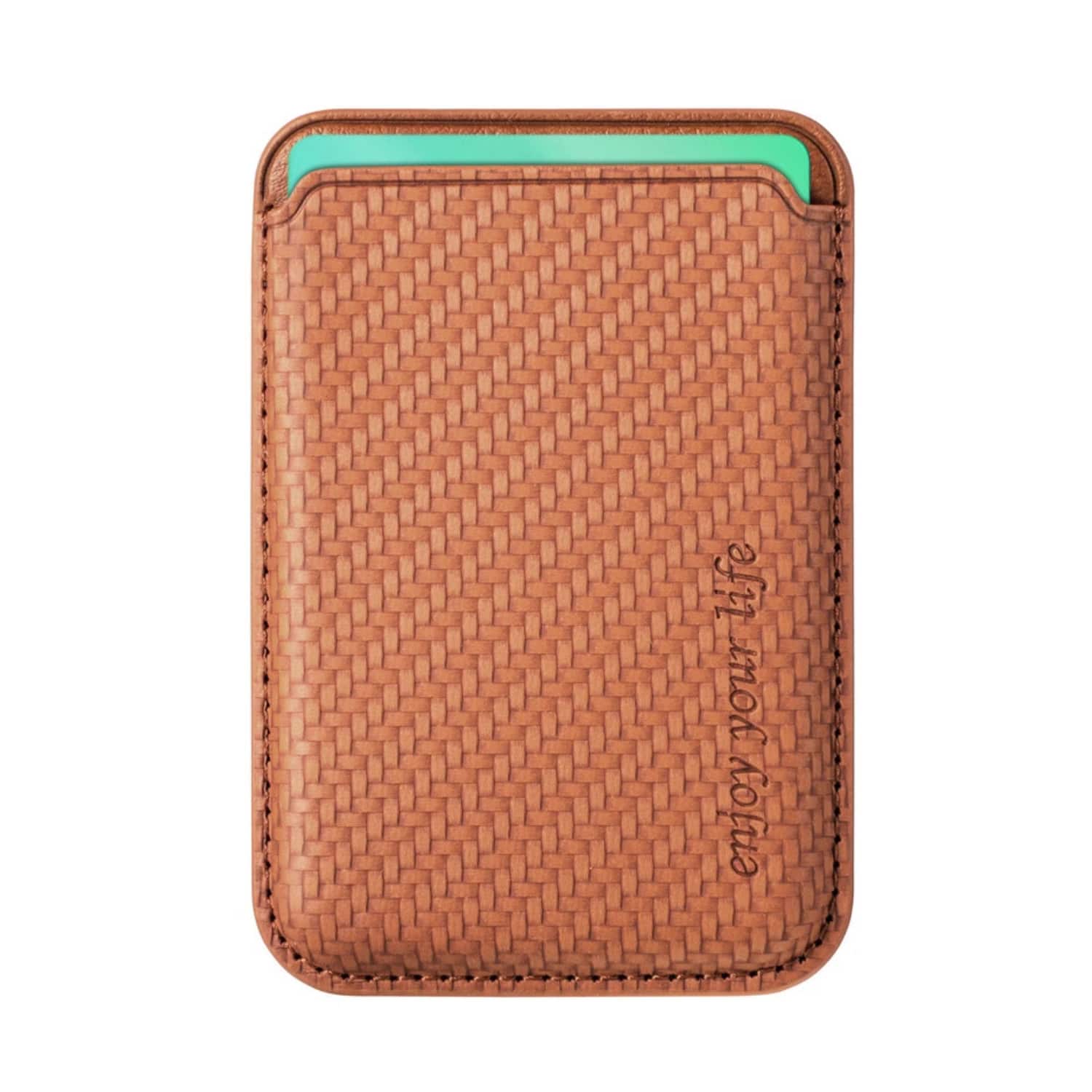 Stock Preferred - Magnetic Card Wallet Holder with MagSafe Sticker for iPhone 15/14/13 Series & Galaxy S23 - Brown