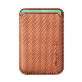 Stock Preferred - Magnetic Card Wallet Holder with MagSafe Sticker for iPhone 15/14/13 Series & Galaxy S23 - Brown