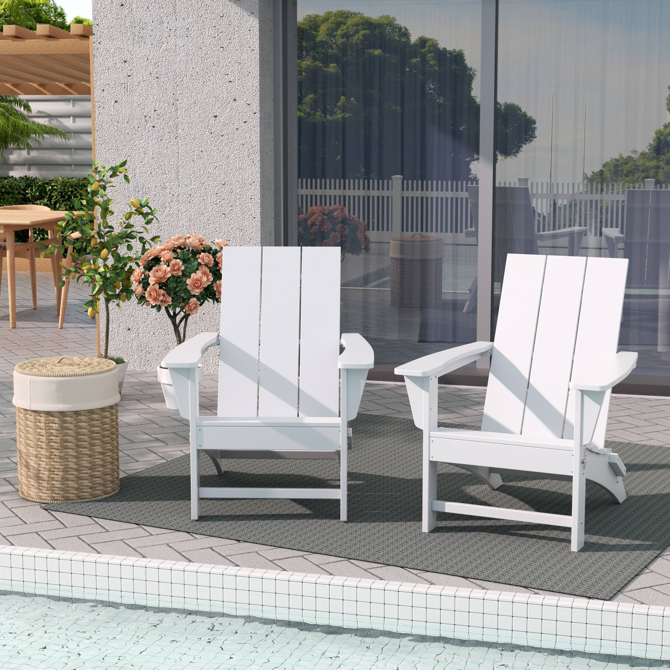 Angle. WestinTrends - WestinTrends Ashore Modern Outdoor Folding Adirondack Chair (Set of 2) - White.