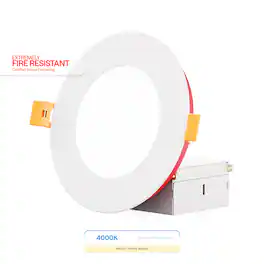 Infibrite - 4 In. Ultra-Thin Recessed LED Downlight 9W 750LM Adjustable Fire Rated, Wet Rated, Triac Dimmable 6-Pack - White