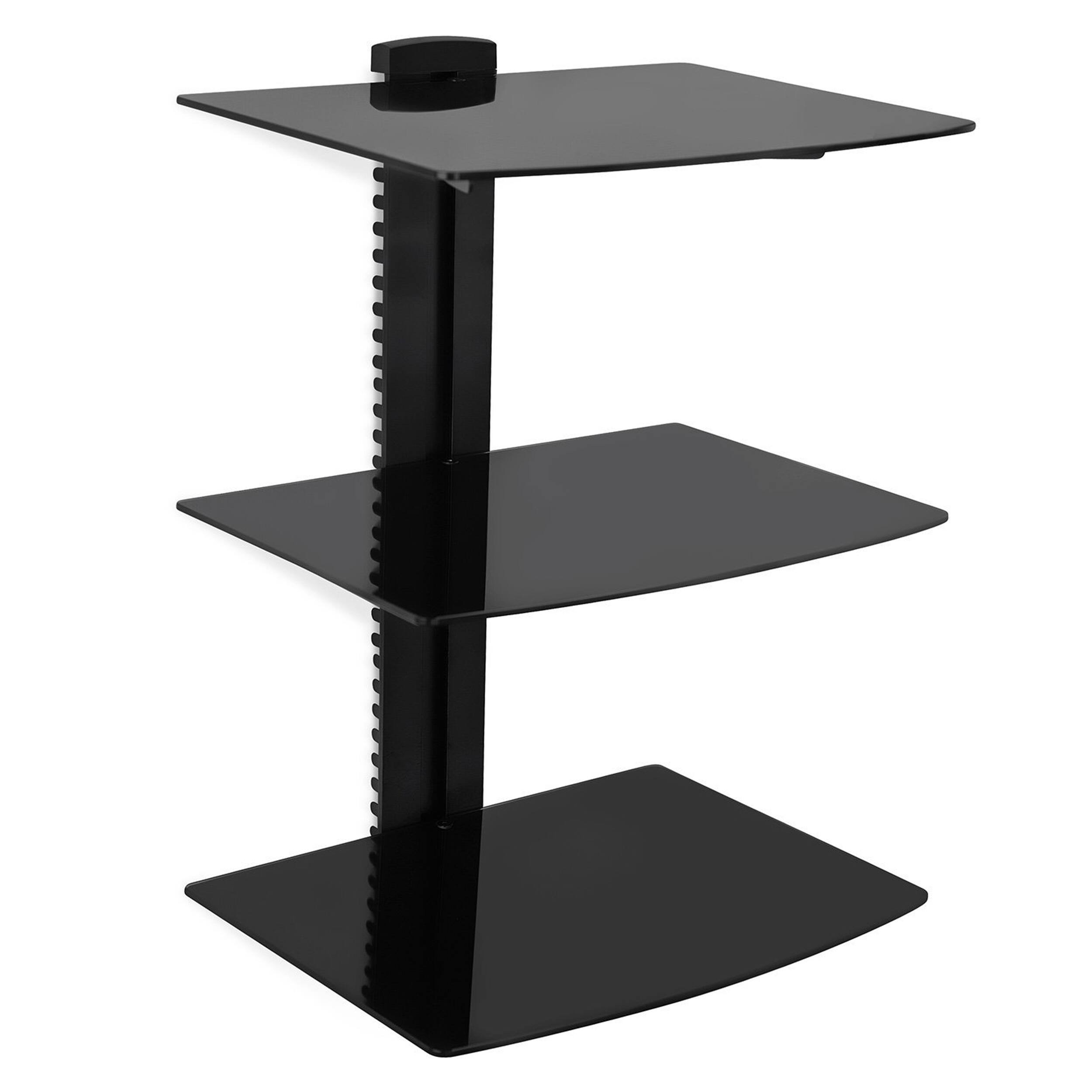 Front. MegaMounts - MegaMounts 3 Shelf Tempered Glass Multimedia Mounting Unit - Black.