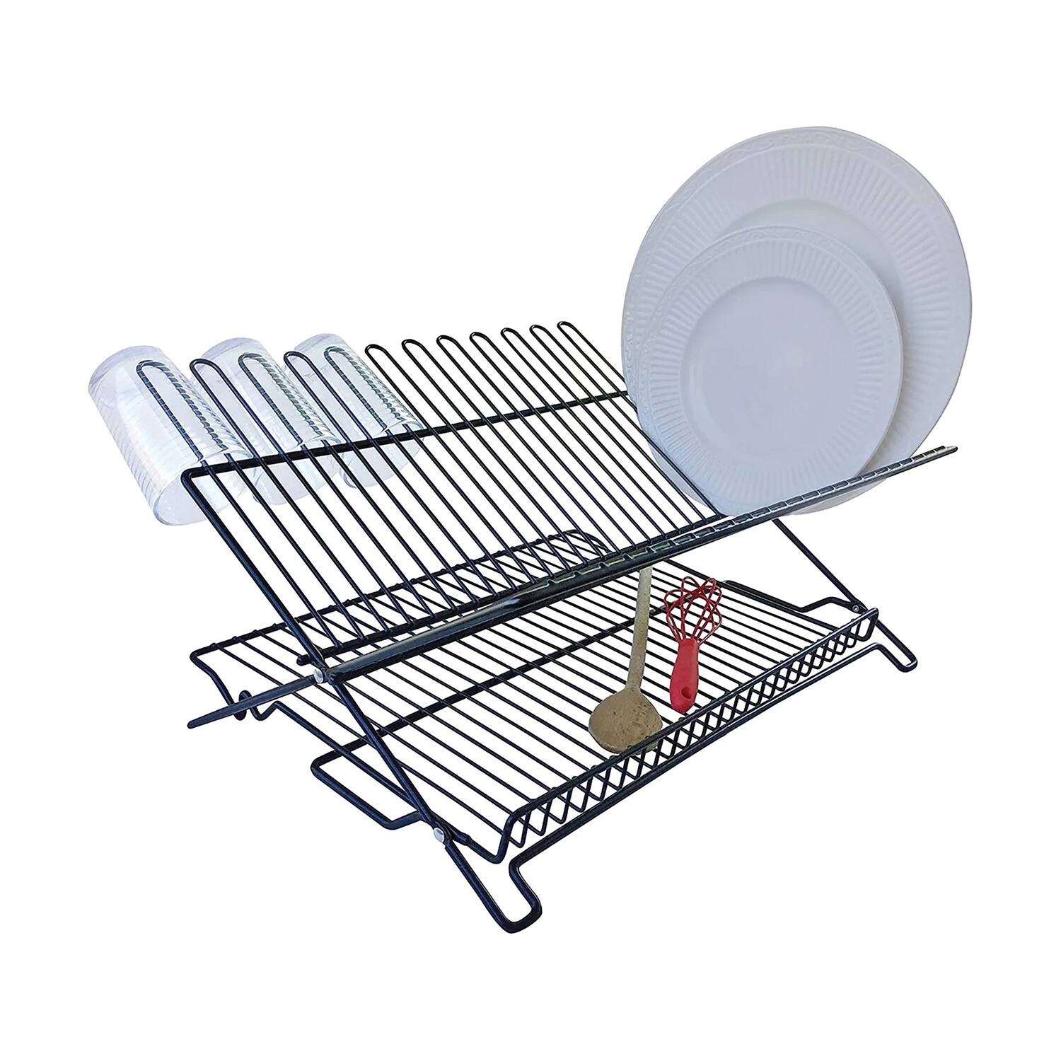 Better Houseware - 1483/e Jr. Folding Dish Rack - Black