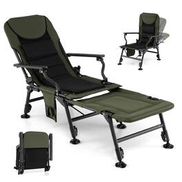 Gymax - Oversized Foldable Fishing Chair for Adults Camping Chair w/ Detachable Footrest - Green