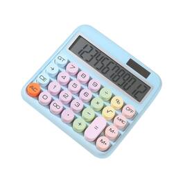 Sahara - 12-Digit Desktop Calculator | Solar & Battery Powered | Large Keys | Vibrant Colors - Blue