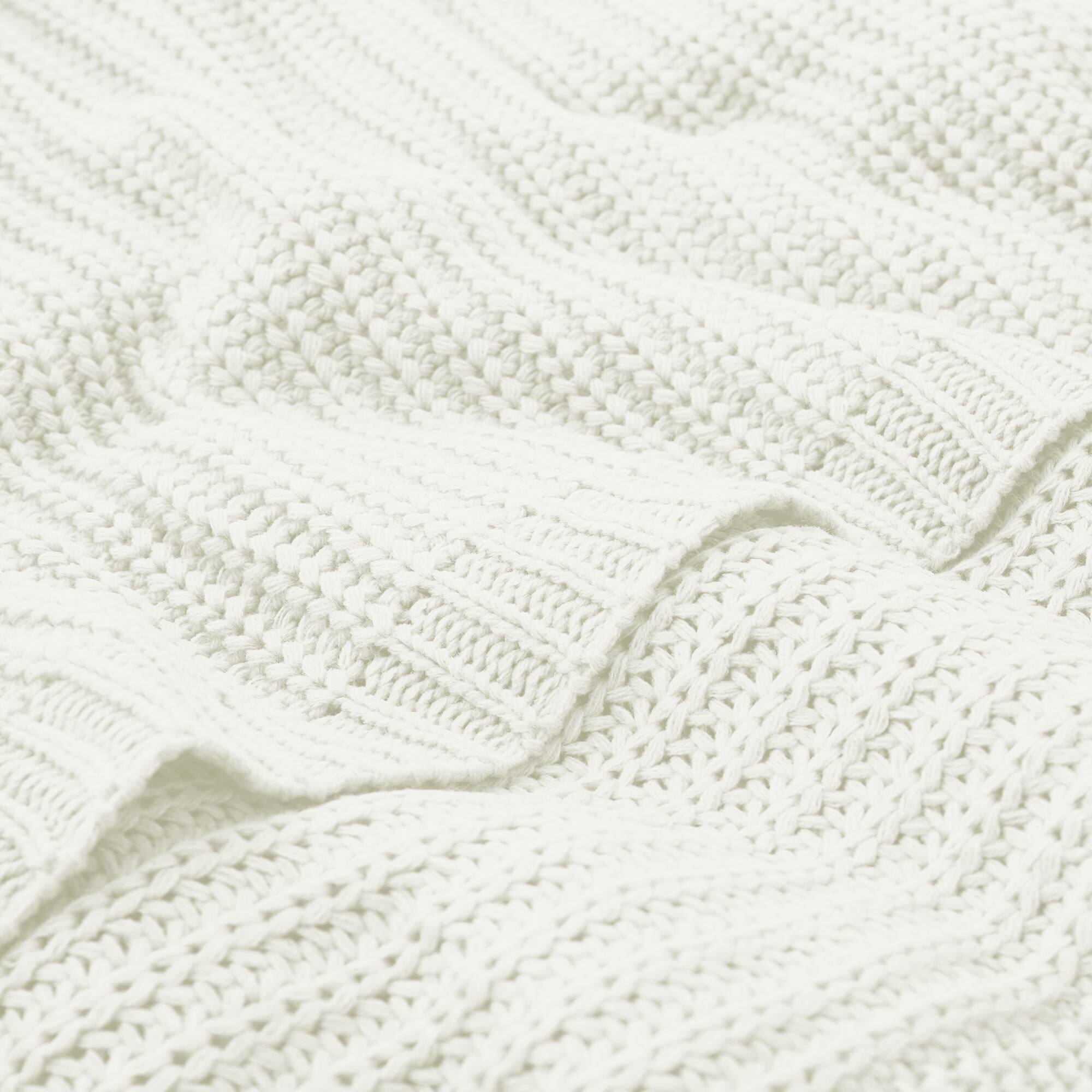 Left. Peace Nest - Peace Nest 50"x60" Chunky Knit Throw Blanket Warm Comfort Woven Blanket, White - White.