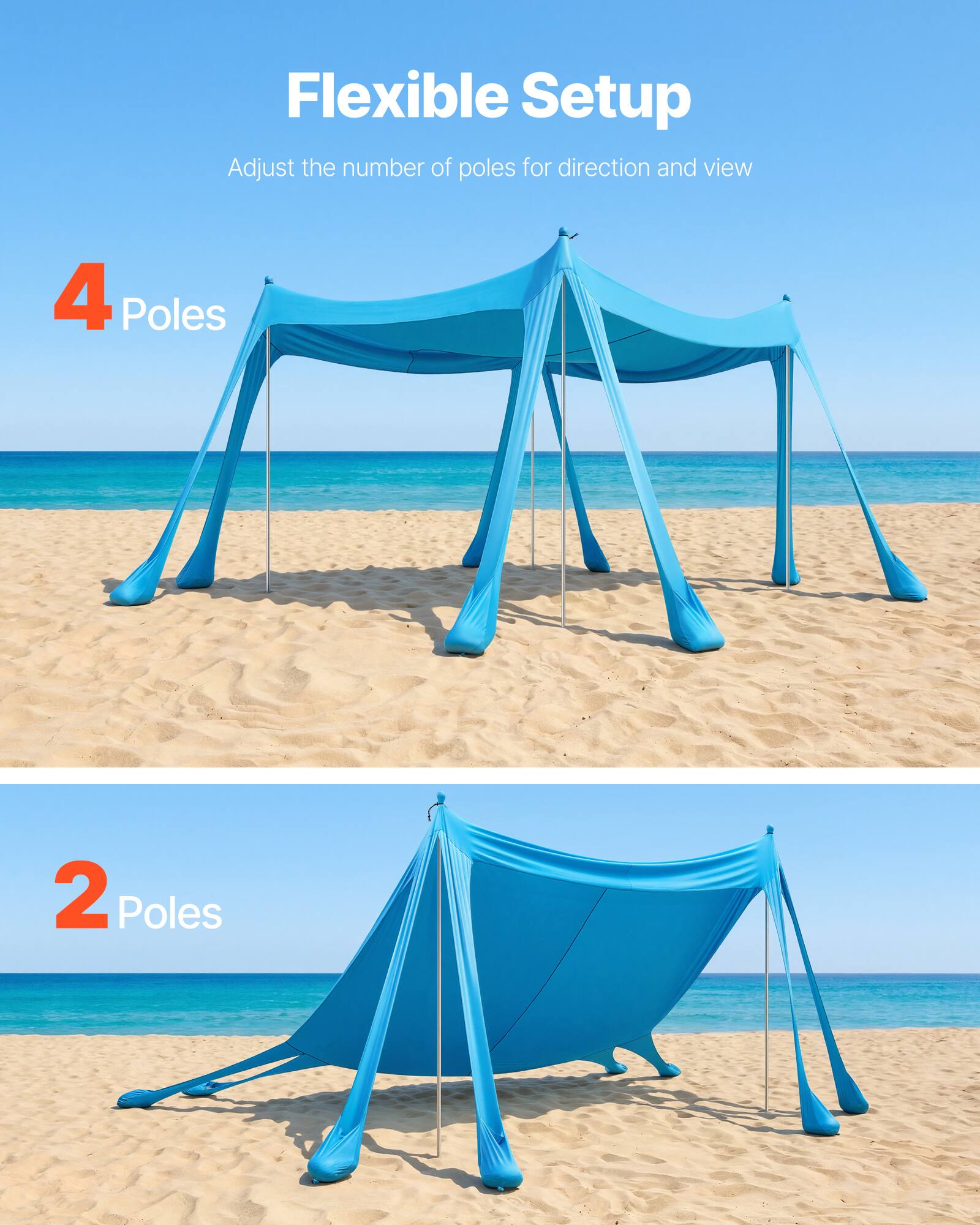 Flexible Setup  
Adjust the number of poles for direction and view  

4 Poles  

2 Poles