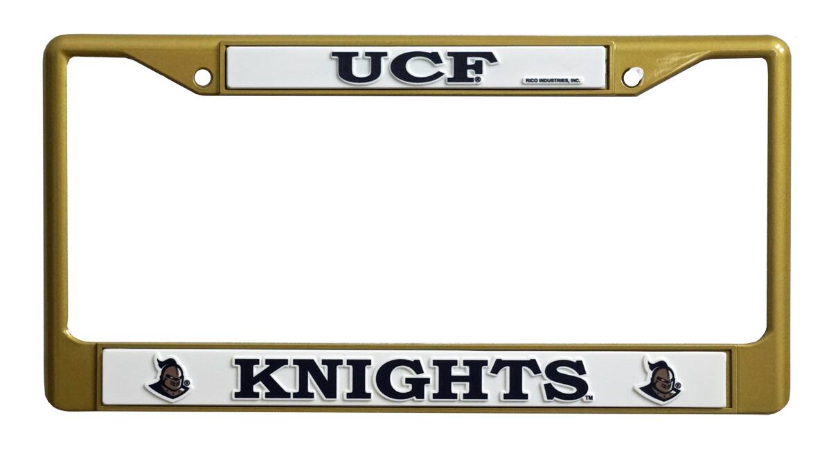 Central Florida Knights UCF Gold Painted Chrome Metal License Plate Frame
