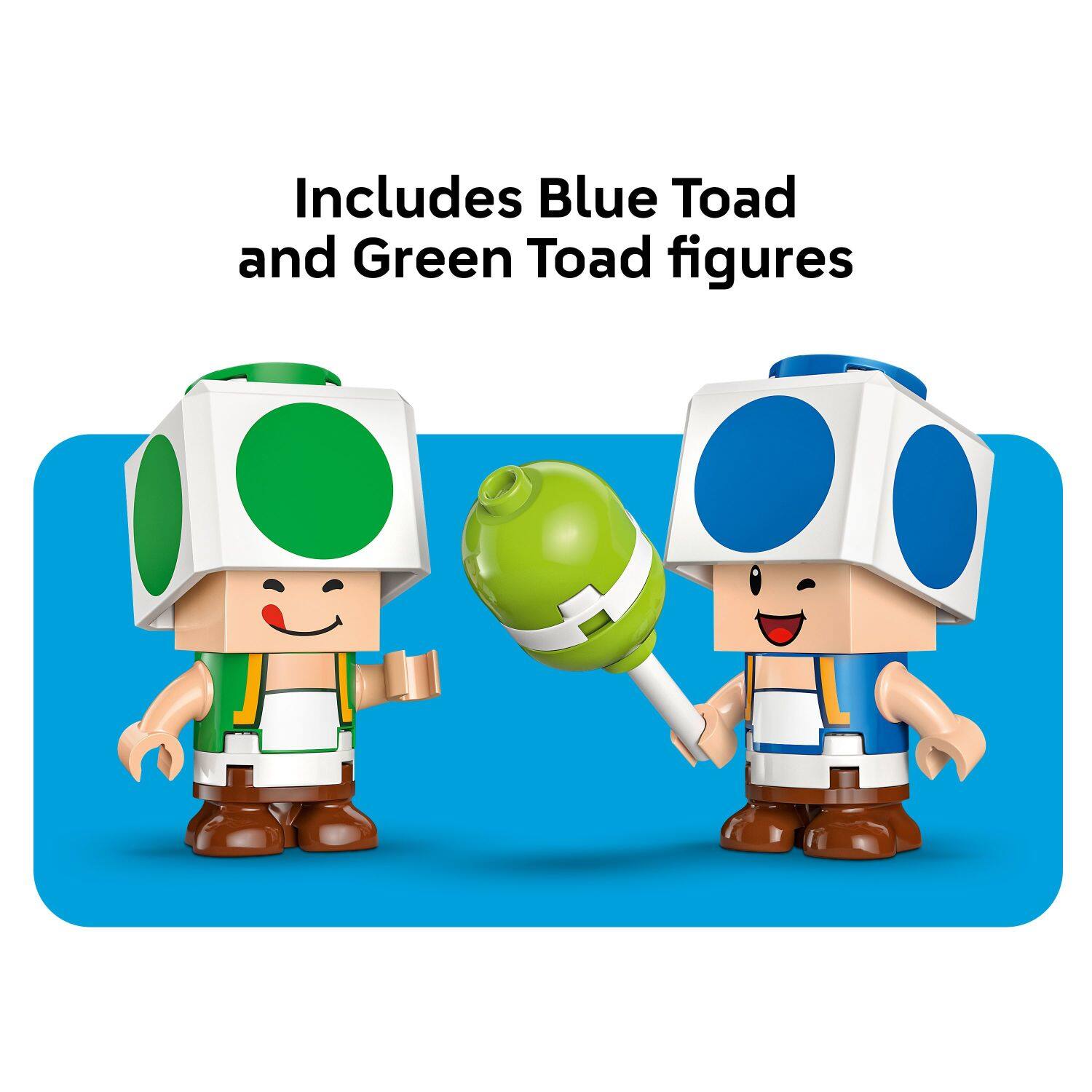 Includes Blue Toad and Green Toad figures.
