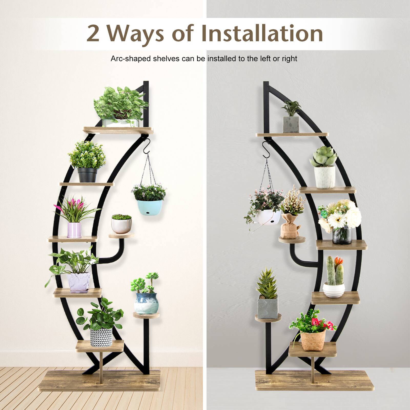 2 Ways of Installation

Arc-shaped shelves can be installed to the left or right